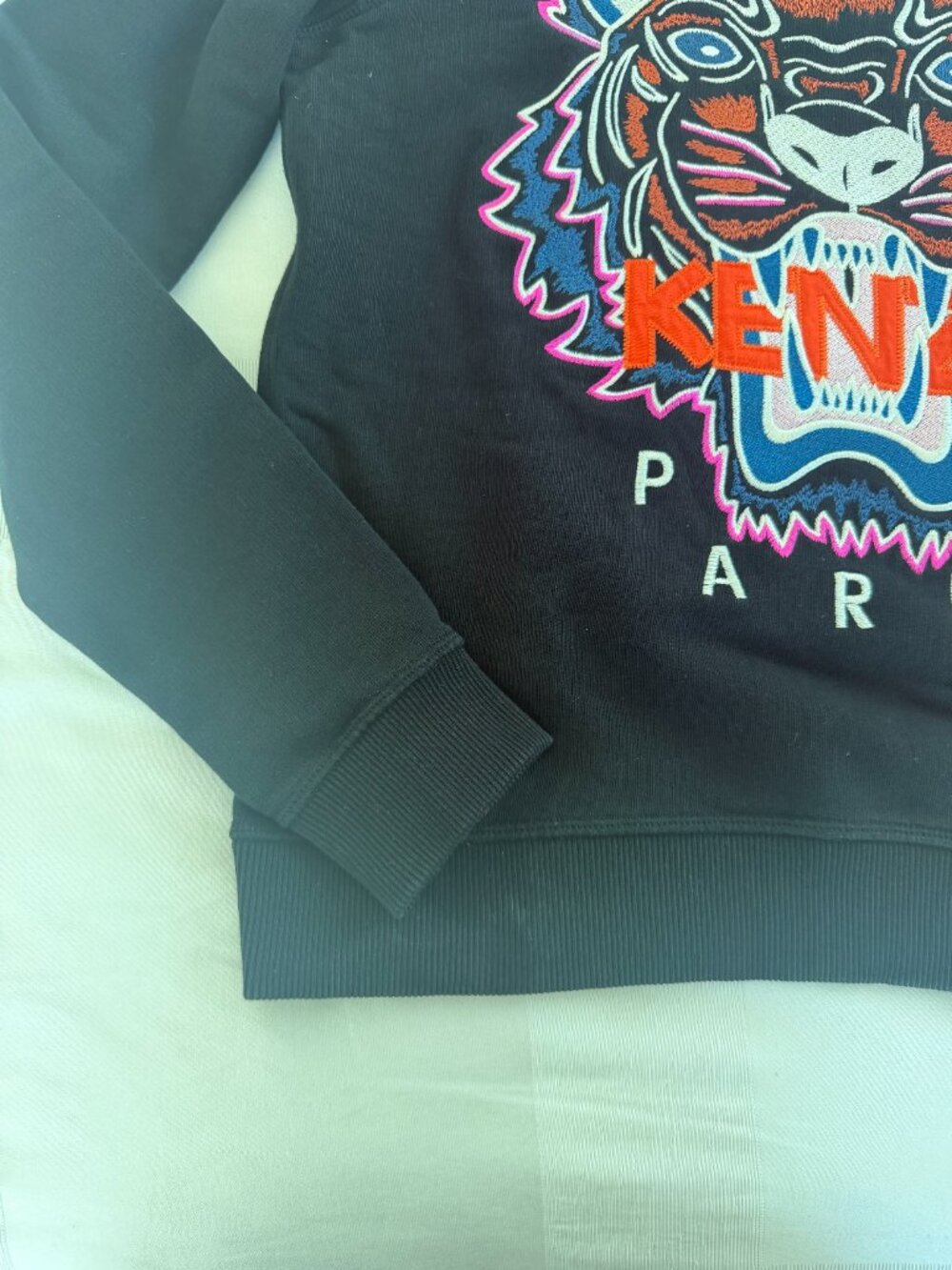 Kenzo Paris Tiger Embroidered Crewneck Sweatshirt Black Women's S - Picture 5 of 8